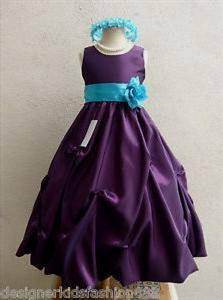 purple and blue flower girl dresses
