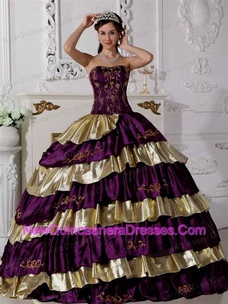 purple and gold bridesmaid dresses