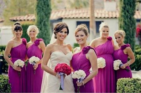 purple and pink bridesmaid dresses