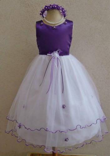 purple and pink flower girl dresses