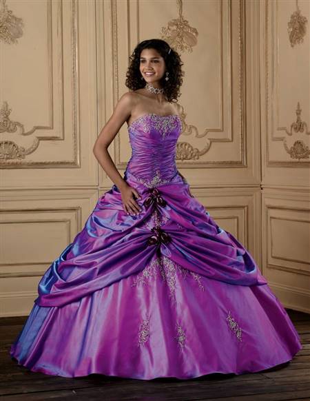 purple and white ball gowns