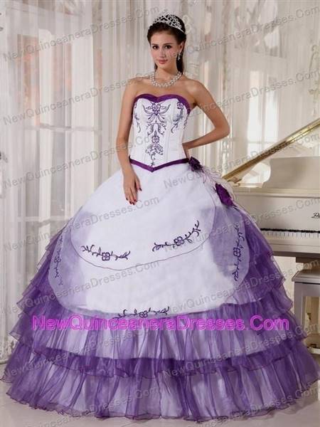 purple and white ball gowns