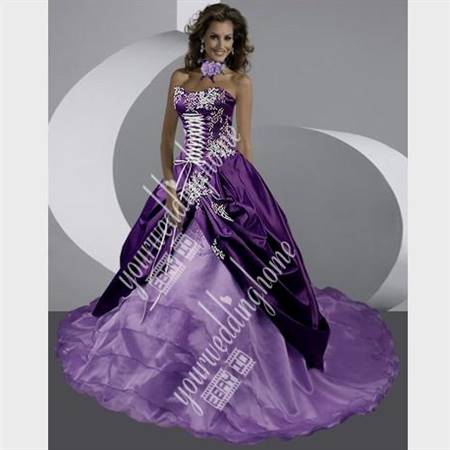 purple and white corset wedding dresses
