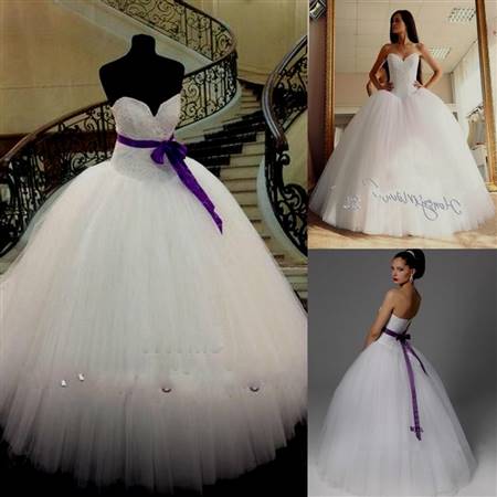 purple and white corset wedding dresses