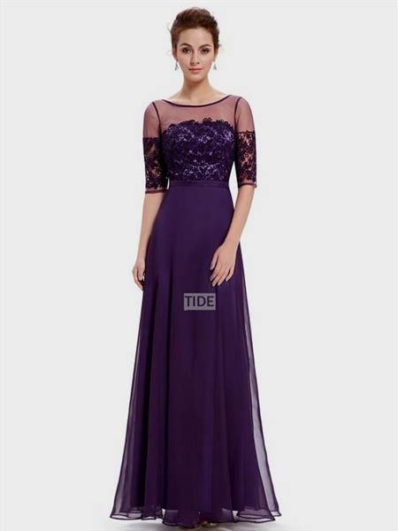 purple bridesmaid dresses with lace sleeves