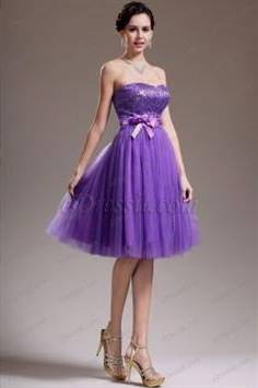purple cocktail dress strapless