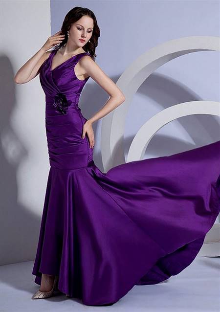 purple high low prom dresses