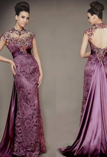purple lace wedding dress