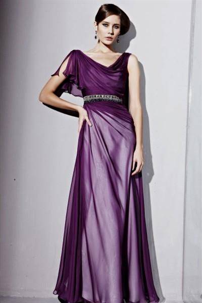 purple prom gowns with sleeves