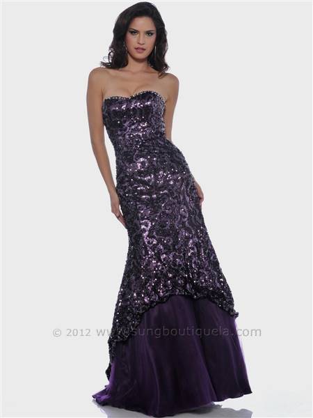 purple sequin mermaid prom dress