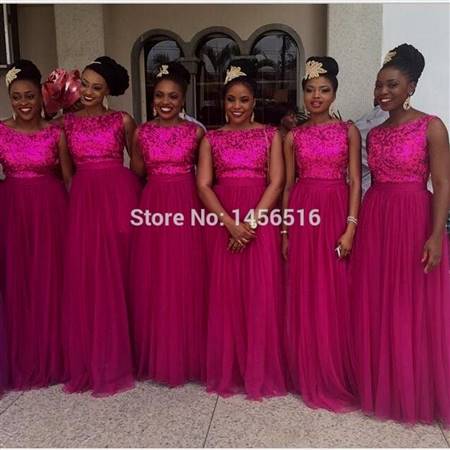 red and black and pink bridesmaid dresses