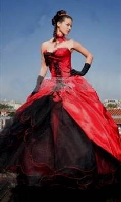 red and black ball gowns