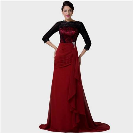 red and black cocktail dress with sleeves