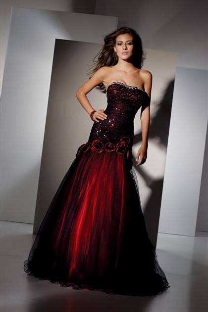 red and black corset prom dresses