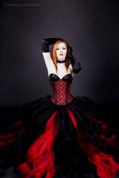 red and black corset wedding dresses