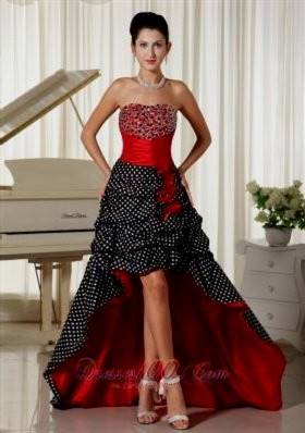 red and black high low prom dresses