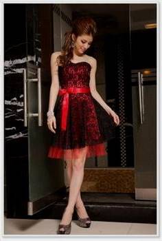 red and black lace cocktail dress