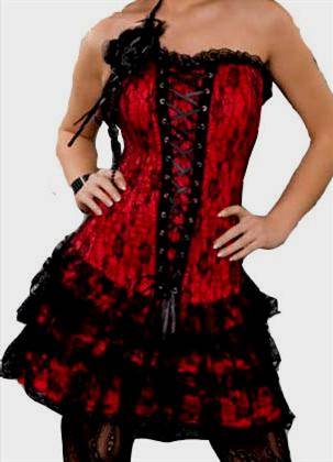 red and black lace corset dress