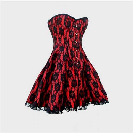 red and black lace corset dress