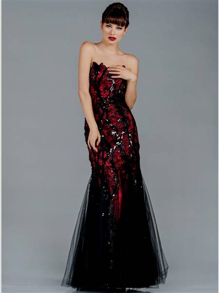 red and black lace prom dresses