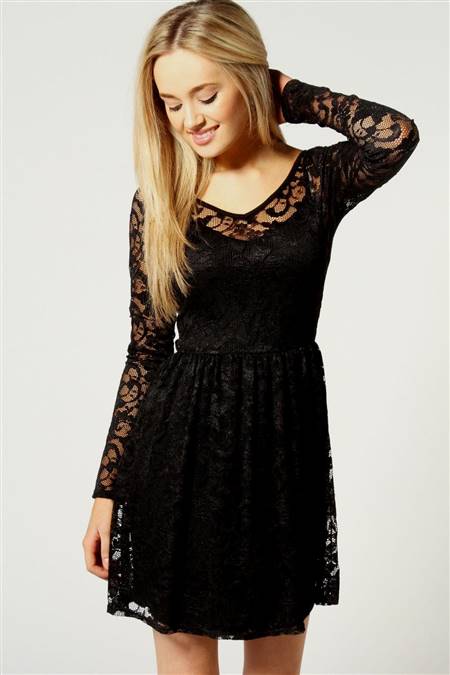 red and black lace skater dress