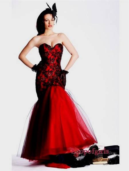 red and black mermaid prom dresses