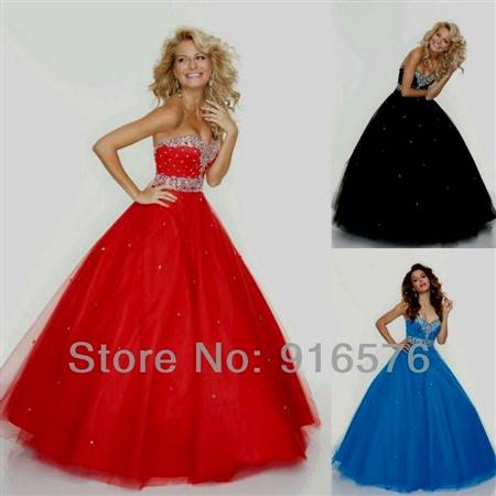 red and black puffy prom dress