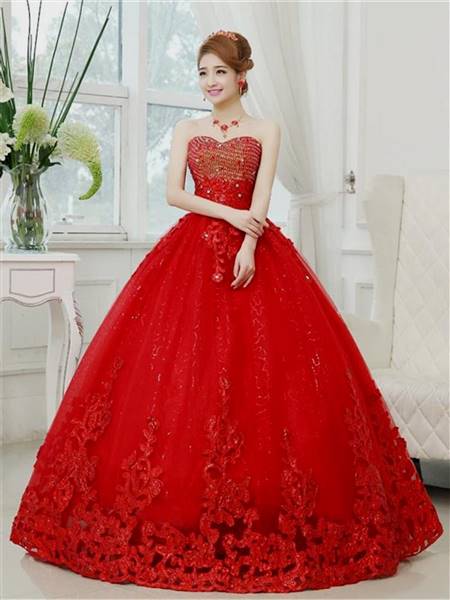 red and gold ball gown dresses