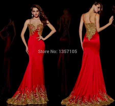 red and gold prom dresses
