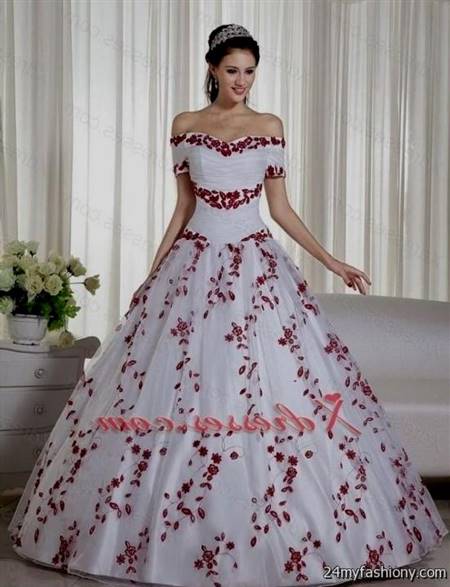 red and white ball gown