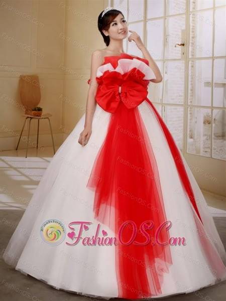 red and white ball gown