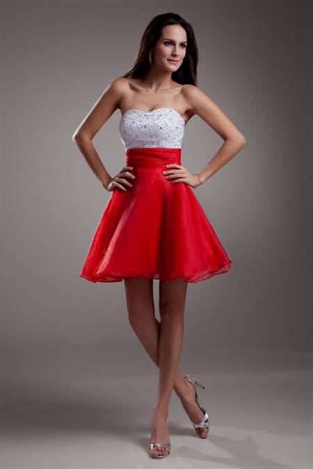 red and white cocktail dress