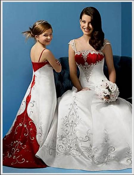 red and white corset wedding dresses