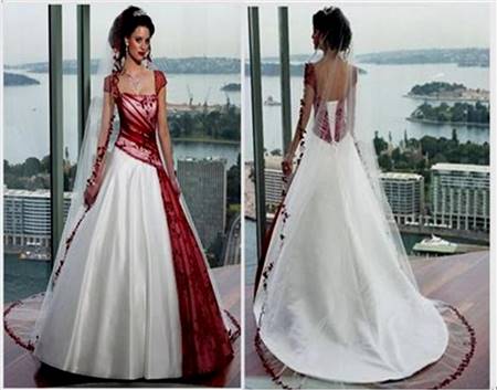 red and white corset wedding dresses