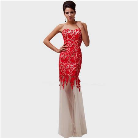 red and white evening dresses