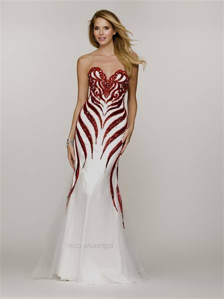 red and white prom dress