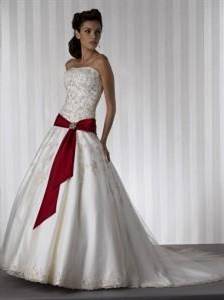 red and white strapless bridesmaid dresses