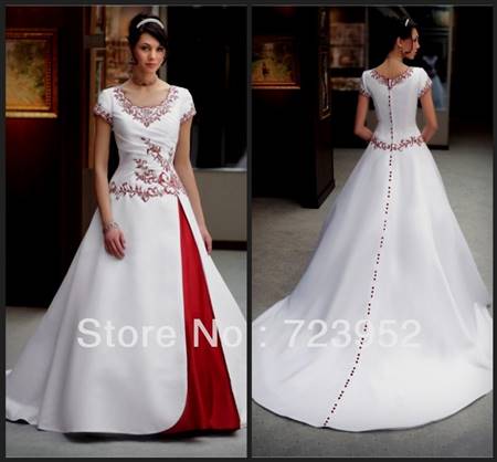 red and white wedding dresses with sleeves