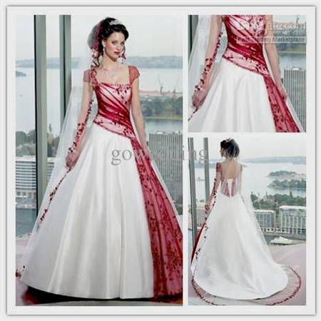 red and white wedding dresses with sleeves
