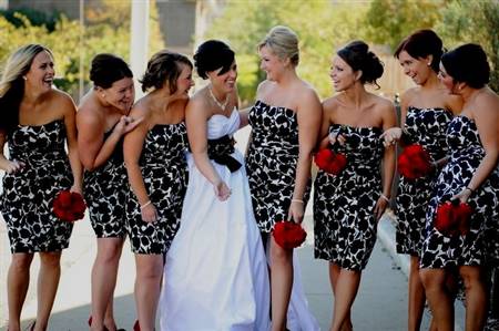 red black and white bridesmaid dresses