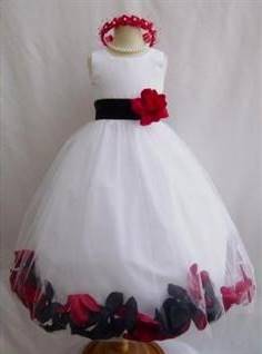 red black and white flower girl dresses