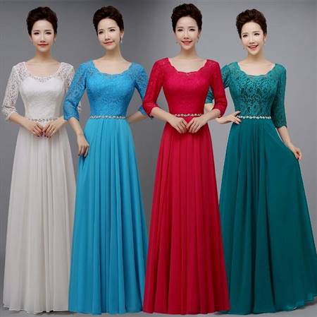 red bridesmaid dresses with 3/4 sleeves
