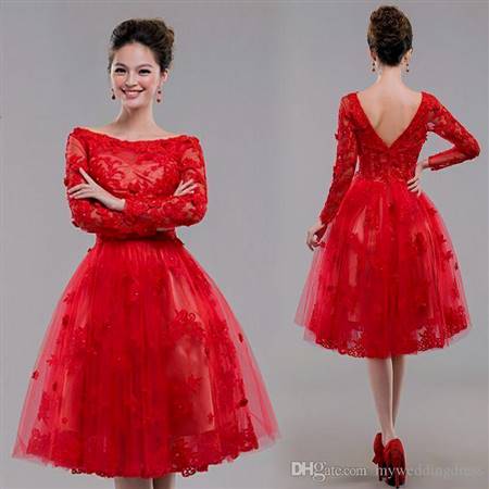 red cocktail dresses with sleeves