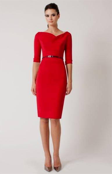 red dress with 3/4 sleeves
