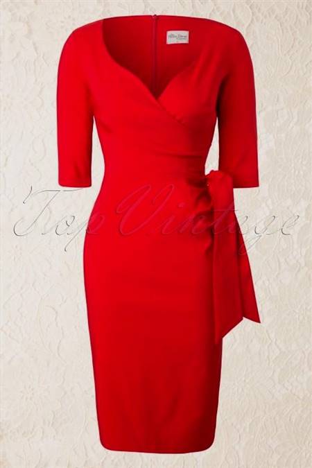 red dress with 3/4 sleeves