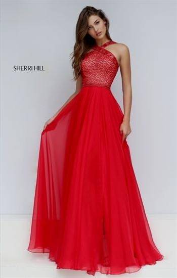 red elegant prom dress