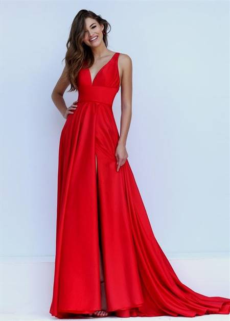 red elegant prom dress