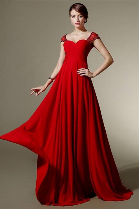 red gown with sleeves