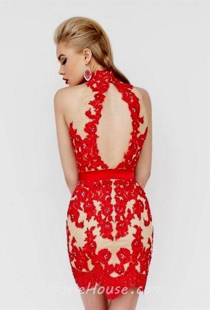 red lace gown with open back