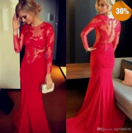 red lace mermaid prom dresses